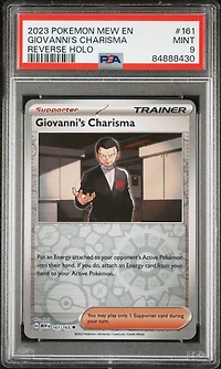 2023 Pokemon Mew En-151 161 Giovanni's Charisma Reverse Holo PSA 9