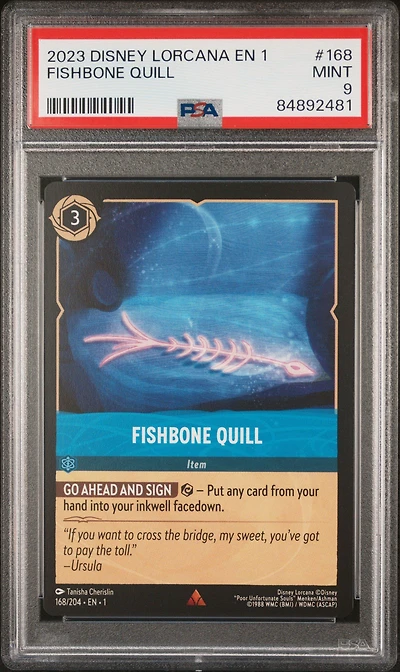 2023 Disney Lorcana En 1-the First Chapter 168 Fishbone Quill PSA 9