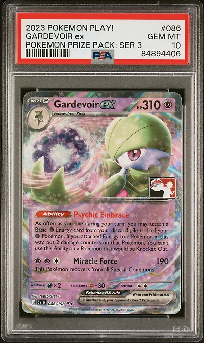 2023-2024 Pokemon Play! Pokemon Prize Pack 086 Gardevoir Ex PSA 10