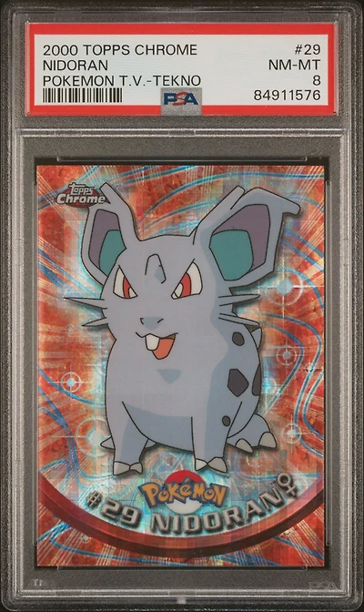 2000 Topps Chrome Pokemon T.v. 29 Nidoran Tekno PSA 8