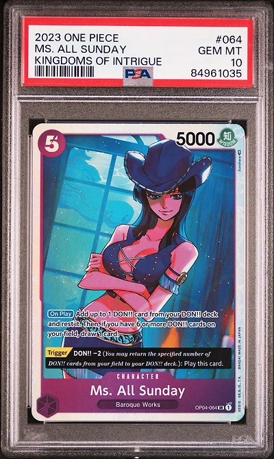 2023 One Piece Op04-kingdoms Of Intrigue 064 Ms. All Sunday PSA 10