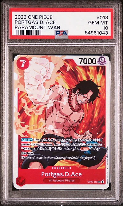 2023 One Piece Op02-paramount War 013 Portgas D. Ace PSA 10