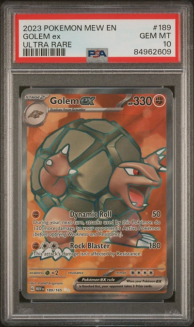 2023 Pokemon Mew En-151 189 Golem Ex Ultra Rare PSA