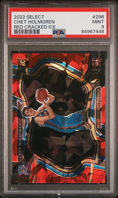 2022 Panini Select 296 Chet Holmgren Red Cracked Ice PSA 9
