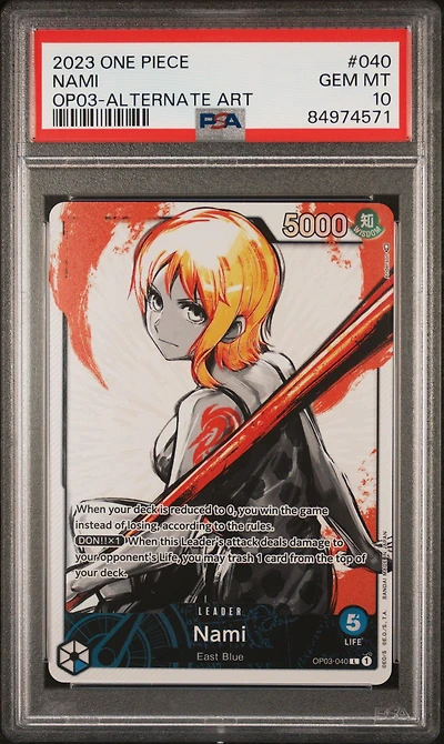 2023 One Piece Op03-pillars Of Strength 040 Nami Alternate Art PSA 10