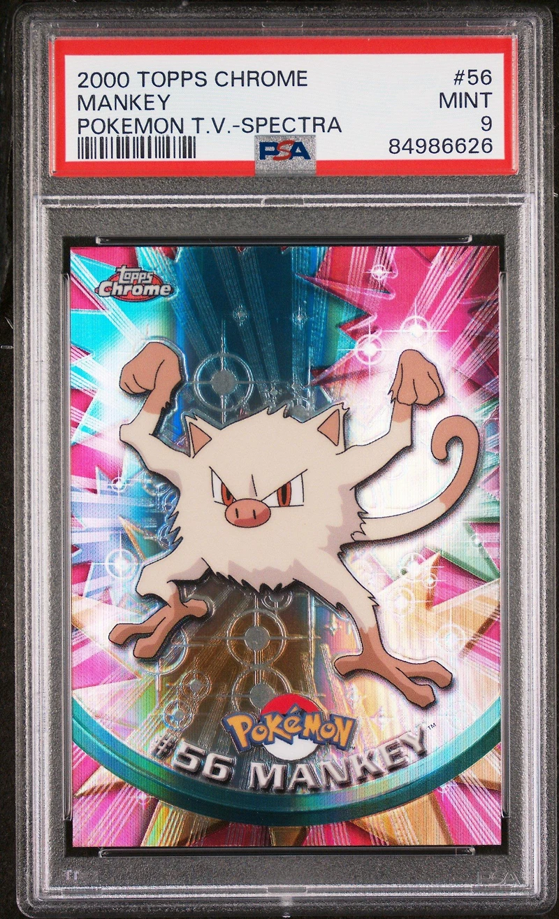 2000 Topps Chrome Pokemon T.v. 56 Mankey Spectra PSA 9