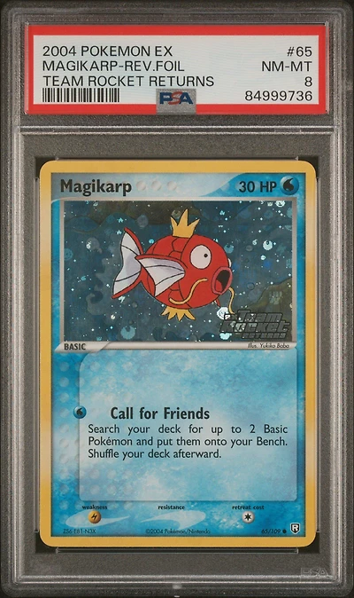 2004 Pokemon Ex Team Rocket Returns 65 Magikarp-reverse Foil PSA 8
