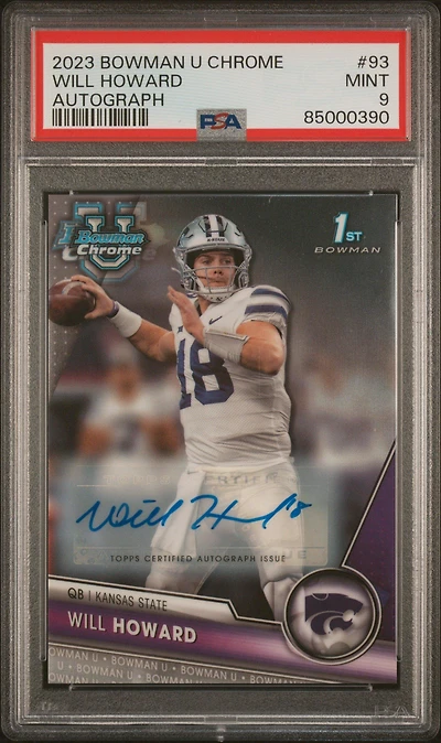 2023 Bowman University Chrome 93 Will Howard Autograph PSA 9