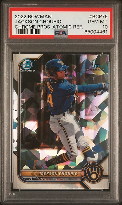 2022 Bowman Chrome Prospects Bcp79 Jackson Chourio Atomic Refractor PSA 10