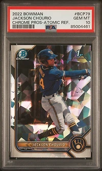 2022 Bowman Chrome Prospects Bcp79 Jackson Chourio Atomic Refractor PSA 10