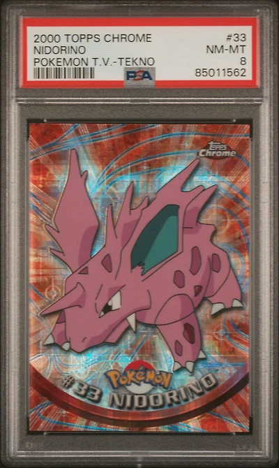 2000 Topps Chrome Pokemon T.v. 33 Nidorino Tekno PSA 8