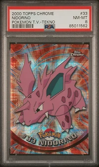 2000 Topps Chrome Pokemon T.v. 33 Nidorino Tekno PSA 8