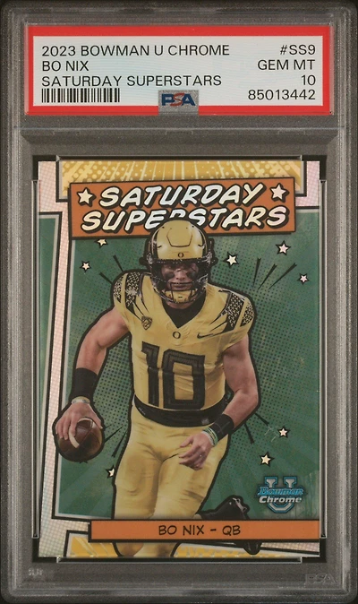 2023 Bowman University Chrome Saturday Superstars Ss9 Bo Nix PSA 10