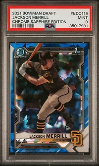 2021 Bowman Draft Chrome Sapphire Edition Bdc119 Jackson Merrill PSA 9