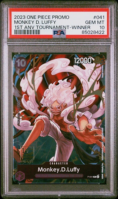2023 One Piece Promos 041 Monkey D. Luffy 1st Anniversary Tournament-winner PSA 10