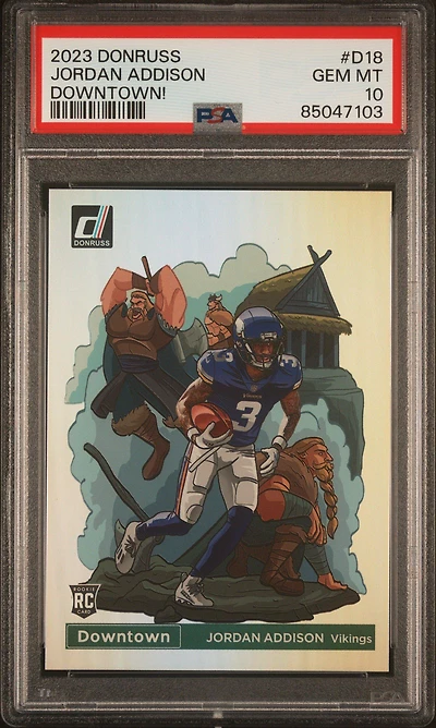 2023 Panini Donruss Downtown! D18 Jordan Addison PSA 10