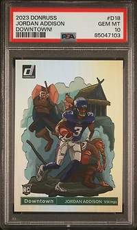 2023 Panini Donruss Downtown! D18 Jordan Addison PSA 10