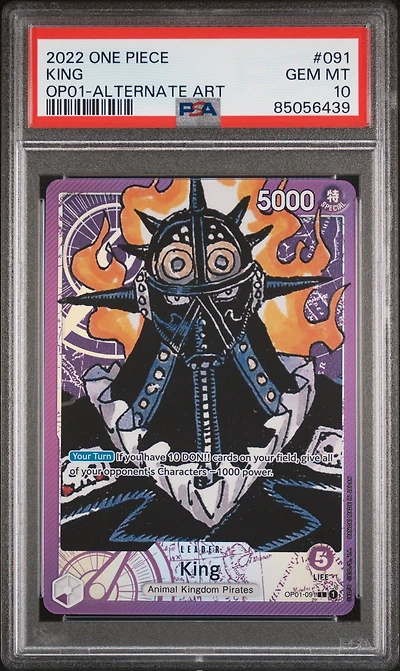 2022 One Piece Romance Dawn 091 King Alternate Art PSA 10