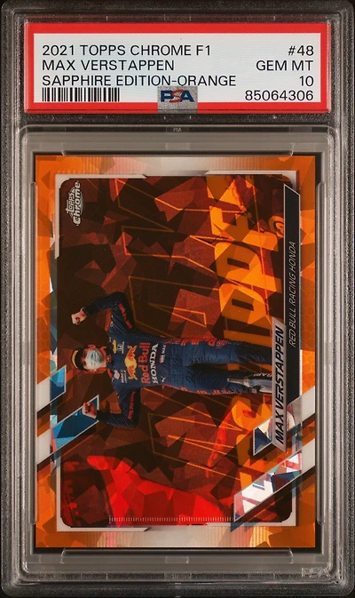 2021 Topps Chrome Formula 1 Sapphire Edition 48 Max Verstappen Orange PSA 10