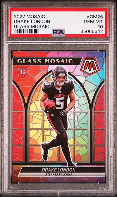 2022 Panini Mosaic Glass Mosaic Gm26 Drake London PSA 10