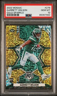 2022 Panini Mosaic 276 Garrett Wilson Gold Sparkle PSA 10