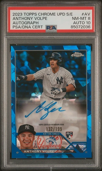 2023 Topps Chrome Update Sapphire Edition Autograph Av Anthony Volpe PSA 8