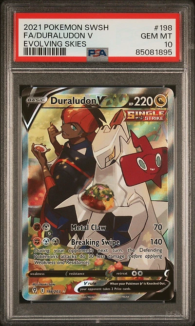 2021 Pokemon Sword & Shield Evolving Skies 198 Fa/duraludon V PSA 10