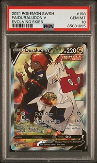 2021 Pokemon Sword & Shield Evolving Skies 198 Fa/duraludon V PSA 10