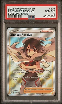 2021 Pokemon Sword & Shield Evolving Skies 203 Full Art/zinnia's Resolve PSA