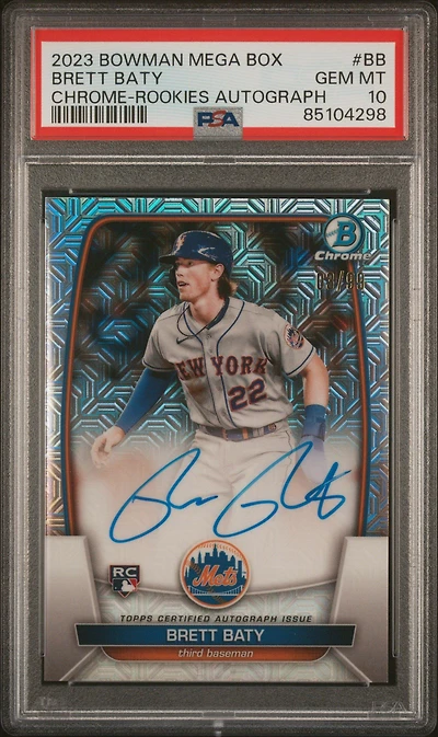 2023 Bowman Mega Box Chrome Rookies Autographs Bb Brett Baty PSA 10