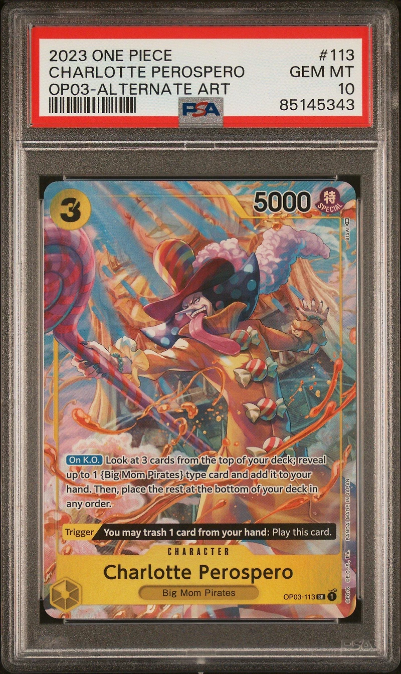 2023 One Piece Op03-pillars Of Strength 113 Charlotte Perospero Alternate Art PSA 10