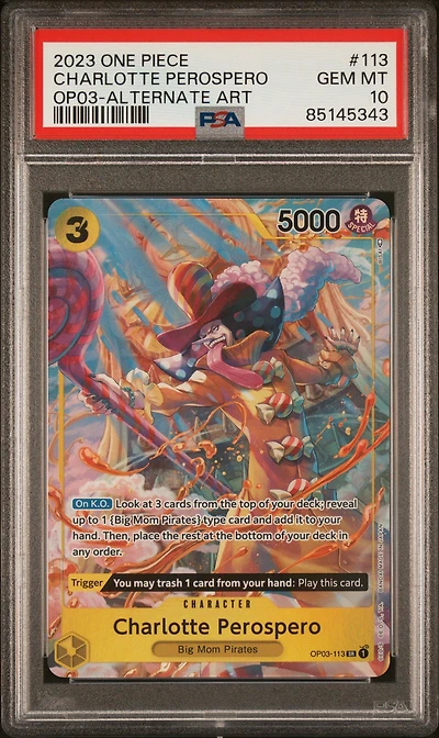 2023 One Piece Op03-pillars Of Strength 113 Charlotte Perospero Alternate Art PSA 10