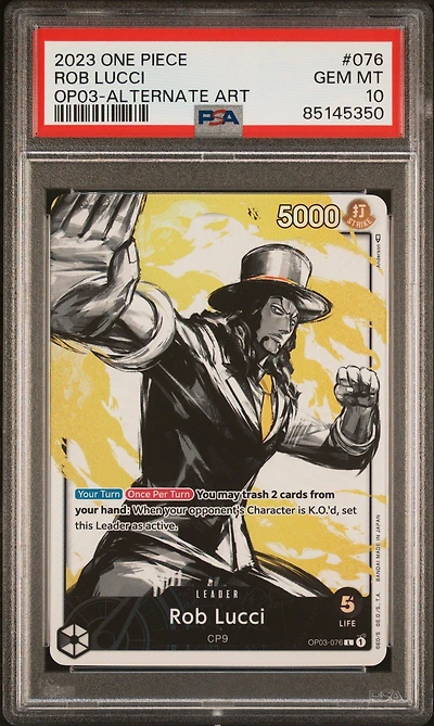 2023 One Piece Op03-pillars Of Strength 076 Rob Lucci Alternate Art PSA 10