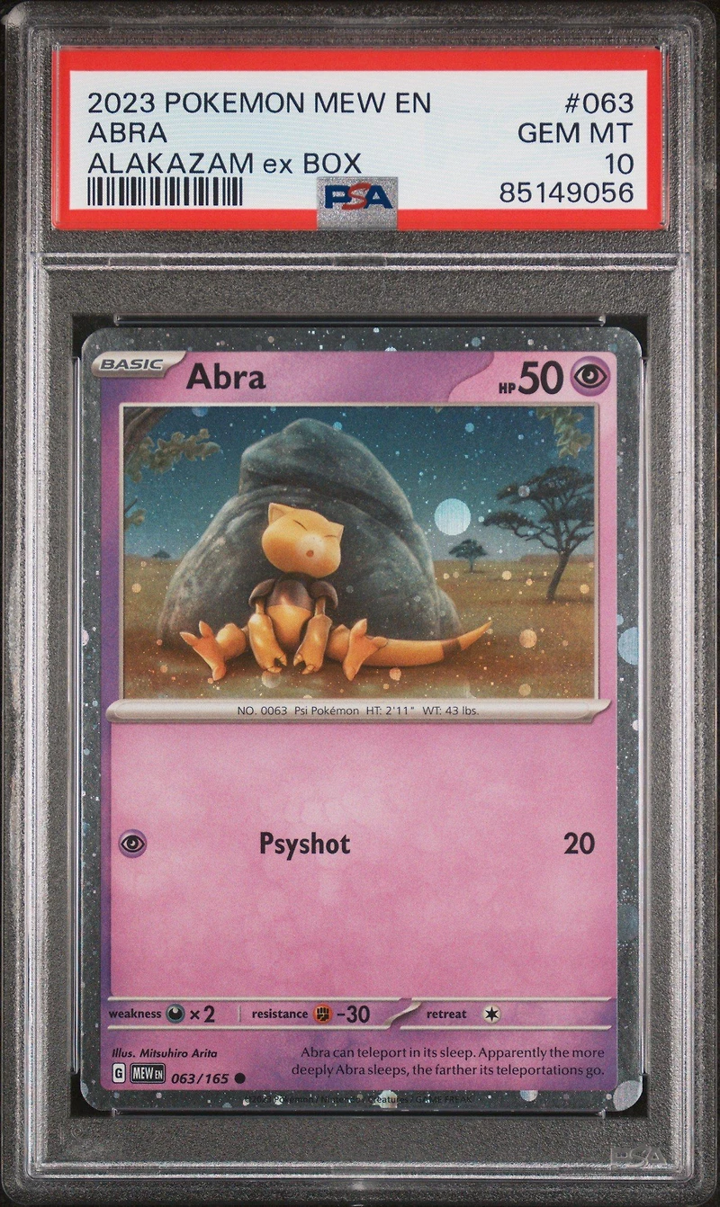 2023 Pokemon Mew En-151 063 Abra Alakazam Ex Box PSA