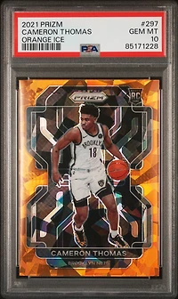 2021 Panini Prizm 297 Cameron Thomas Orange Ice PSA 10