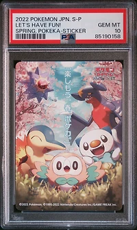 2022 Pokemon Japanese S Promo Let's Have Fun! Spring, Pokeka Sticker PSA 10