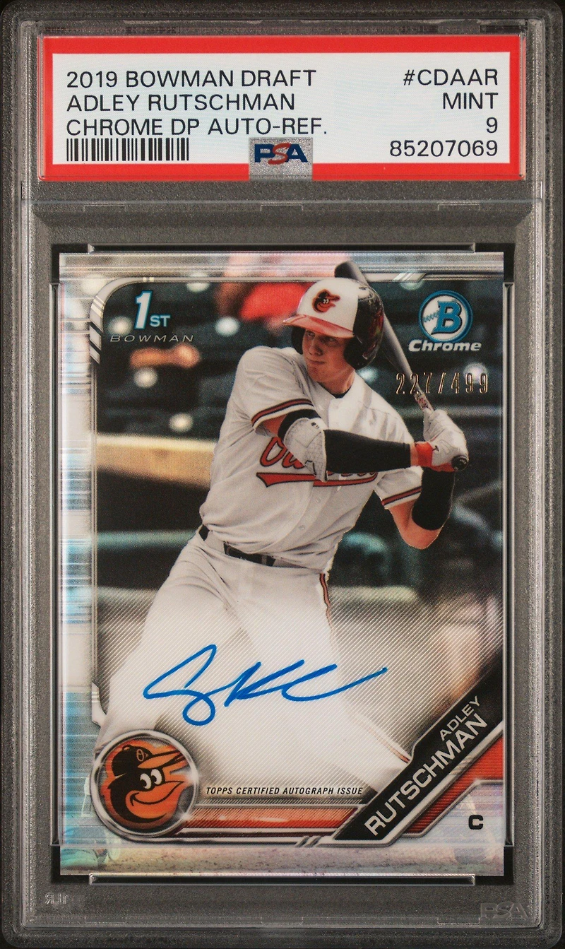 2019 Bowman Draft Chrome Draft Picks Autograph Cdaar Adley Rutschman Refractor PSA 9