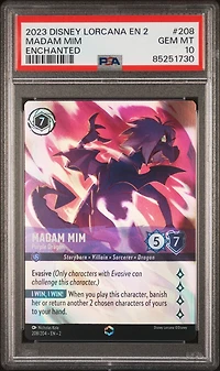 2023 Disney Lorcana En 2-rise Of The Floodborn 208 Madam Mim PSA 10