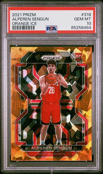 2021 Panini Prizm 318 Alperen Sengun Orange Ice PSA 10