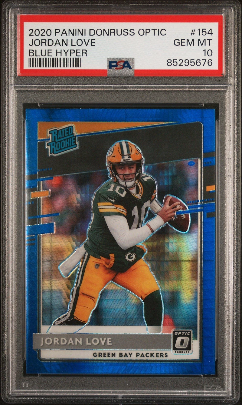 2020 Panini Donruss Optic 154 Jordan Love Blue Hyper PSA 10