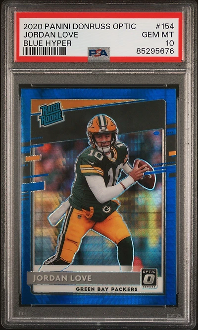 2020 Panini Donruss Optic 154 Jordan Love Blue Hyper PSA 10