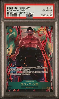 2023 One Piece Japanese Op06-wings Of The Captain 118 Roronoa Zoro Alternate Art PSA 10