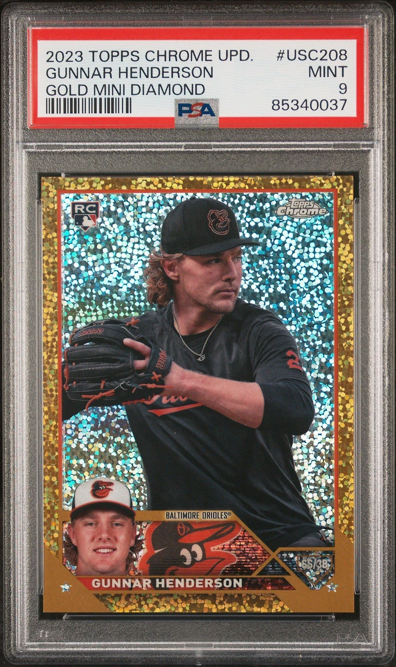 2023 Topps Chrome Update Usc208 Gunnar Henderson Gold Mini Diamond PSA 9