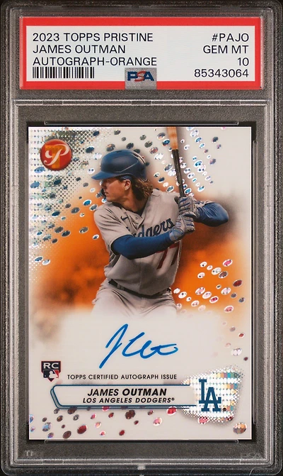 2023 Topps Pristine Pristine Autograph Pajo James Outman Orange PSA 10