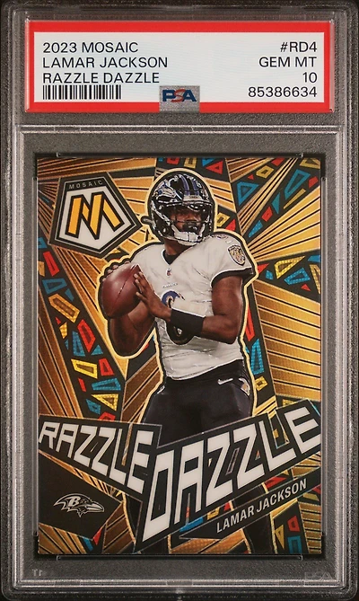 2023 Panini Mosaic Razzle Dazzle Rd4 Lamar Jackson PSA 10