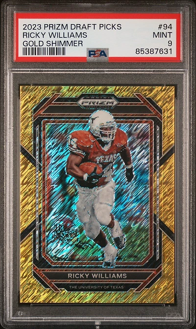 2023 Panini Prizm Draft Picks 94 Ricky Williams Gold Shimmer PSA 9