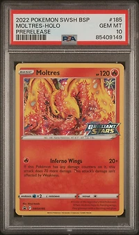 2022 Pokemon Swsh Black Star Promo 185 Moltres-holo Prerelease PSA 10