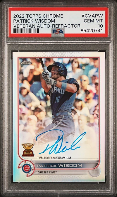 2022 Topps Chrome Veteran Autographs Cvapw Patrick Wisdom Refractor PSA 10