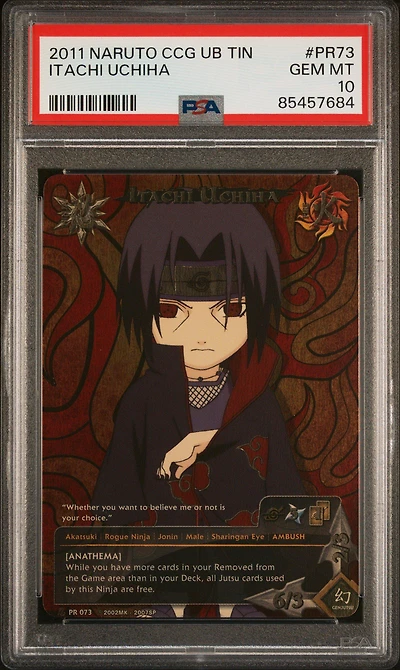 2011 Naruto Ccg Ultimate Battle Tins Pr073 Itachi Uchiha PSA 10