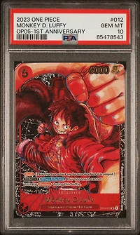 2023 One Piece Op05-awakening Of The New Era 012 Monkey D. Luffy 1st Anniversary PSA 10